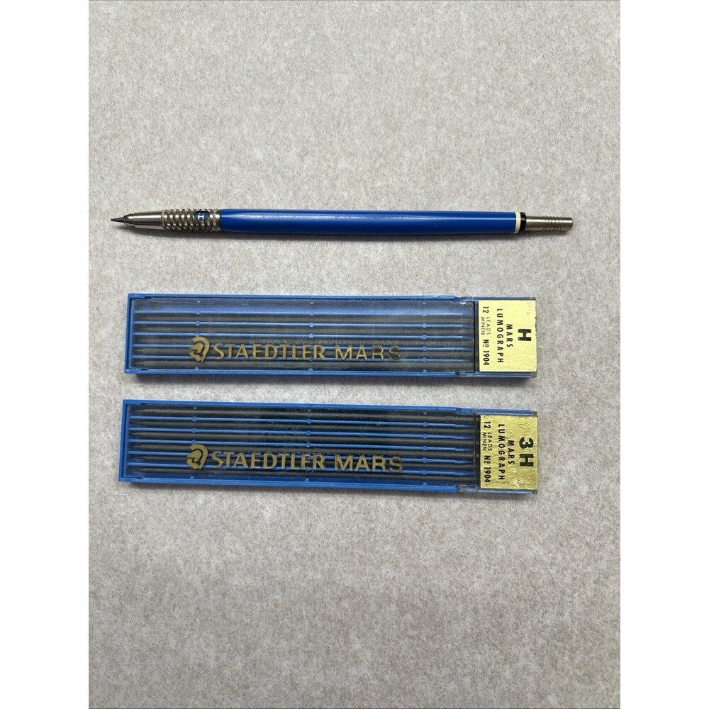 Staedtler Mars Technico Lumograph Mechanical Pencil 48013 + 16 Leads Vintage